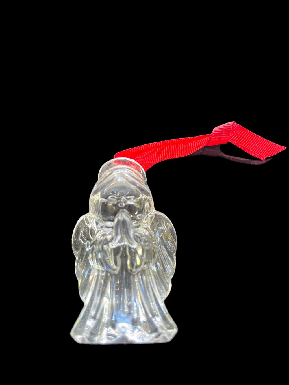 Waterford Marquis Crystal Angel Ornament Clear Made in Germany Red Ribbon